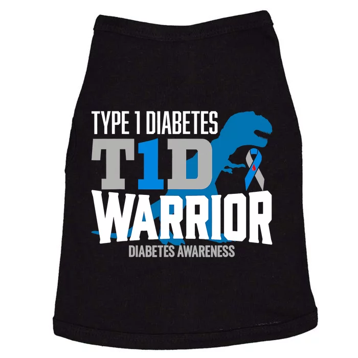 Type 1 Diabetes Awareness Ribbon T1D T Rex Dinosaur Doggie Tank