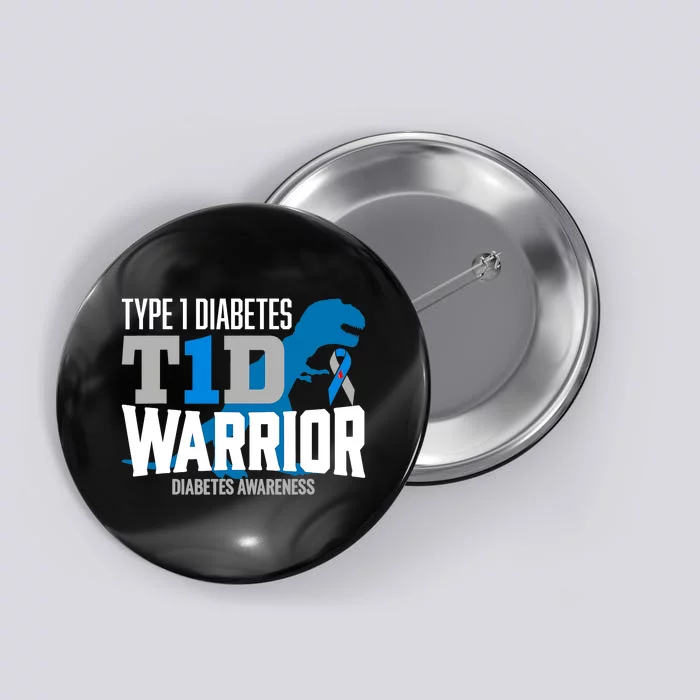 Type 1 Diabetes Awareness Ribbon T1D T Rex Dinosaur Button