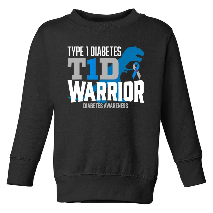 Type 1 Diabetes Awareness Ribbon T1D T Rex Dinosaur Toddler Sweatshirt