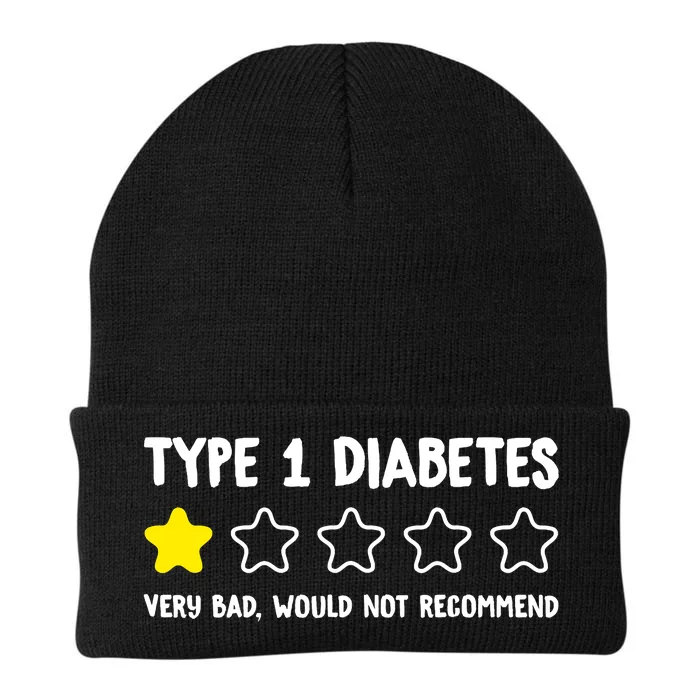 Type 1 Diabetes T1D One Star Rating Funny Awareness Knit Cap Winter Beanie