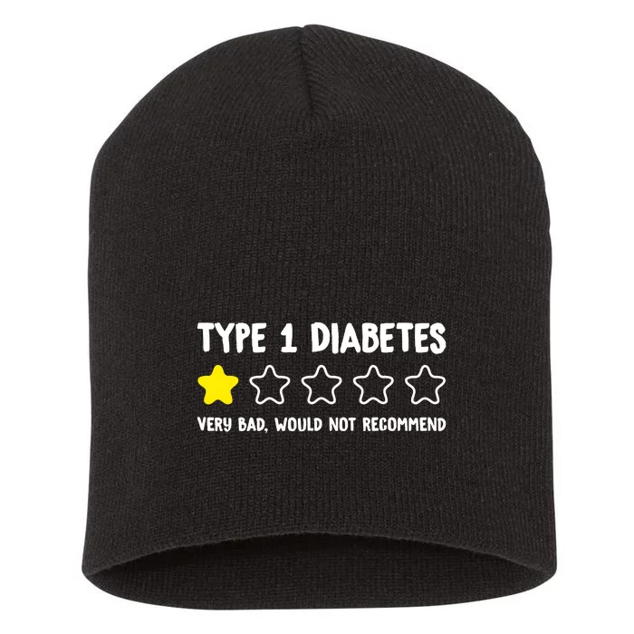 Type 1 Diabetes T1D One Star Rating Funny Awareness Short Acrylic Beanie