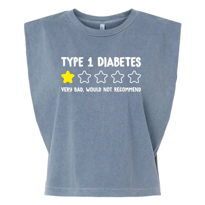 Type 1 Diabetes T1D One Star Rating Funny Awareness Garment-Dyed Women's Muscle Tee