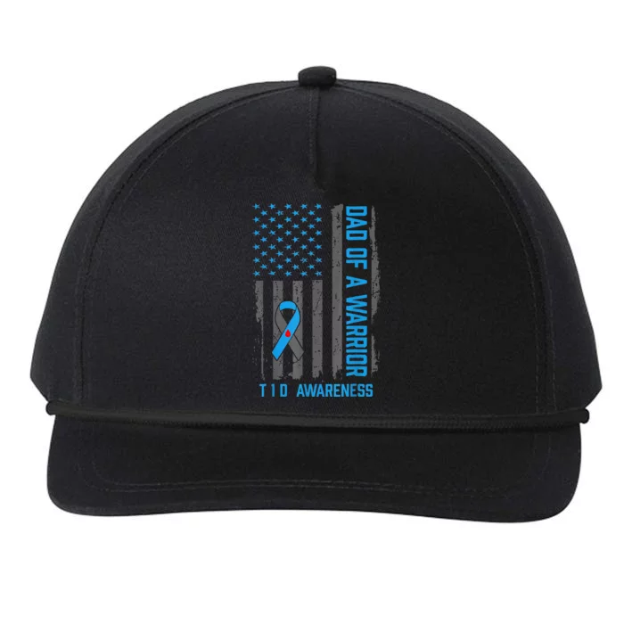 Type 1 Diabetes Awareness T1d Dad Of Warrior Type 1 Diabetic Snapback Five-Panel Rope Hat