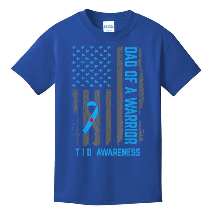 Type 1 Diabetes Awareness T1d Dad Of Warrior Type 1 Diabetic Kids T-Shirt