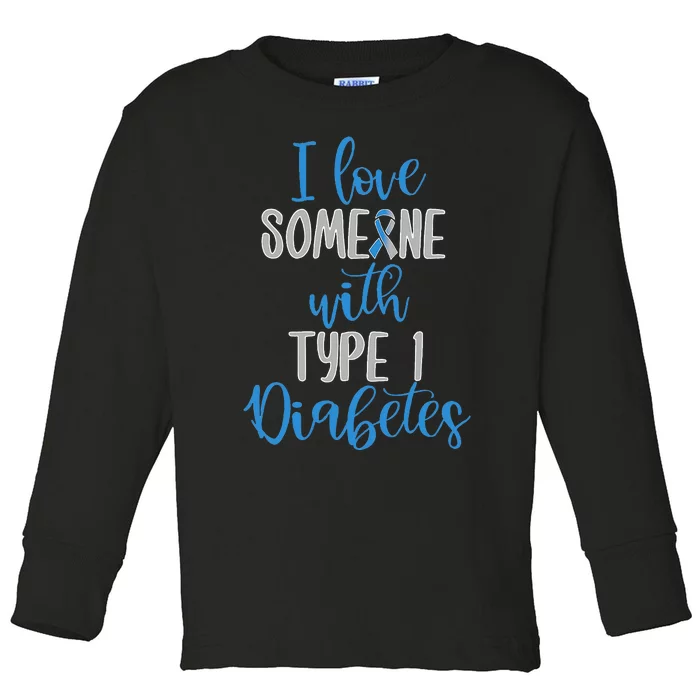 Type 1 Diabetes Love Juvenile Diabetes Blue Awareness Ribbon Toddler Long Sleeve Shirt