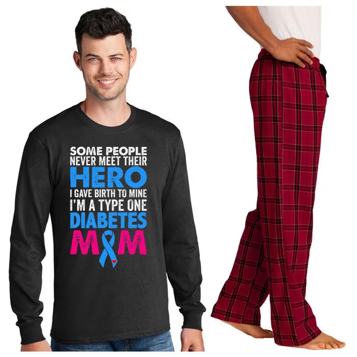 Type 1 Diabetes Mom Mother T1d Diabetic Awareness Gift Long Sleeve Pajama Set