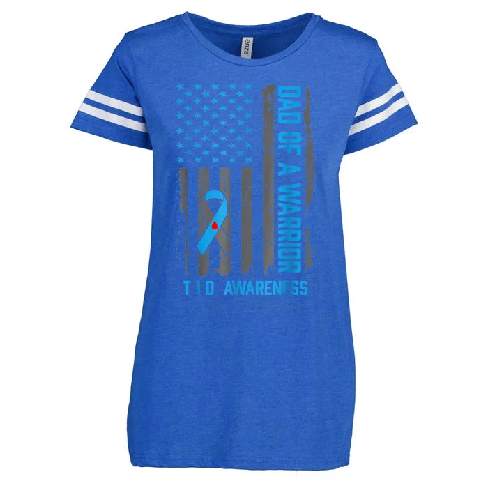 Type 1 Diabetes Awareness T1d Dad Of Warrior Type 1 Diabetic Enza Ladies Jersey Football T-Shirt