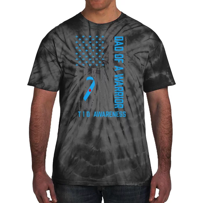 Type 1 Diabetes Awareness T1D Dad of Warrior Type 1 Diabetic Tie-Dye T-Shirt