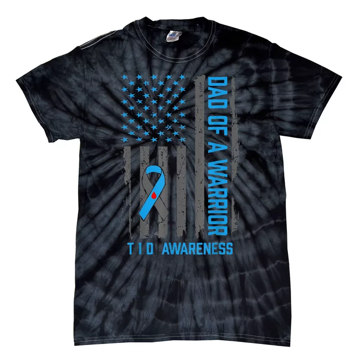 Type 1 Diabetes Awareness T1D Dad of Warrior Type 1 Diabetic Tie-Dye T-Shirt