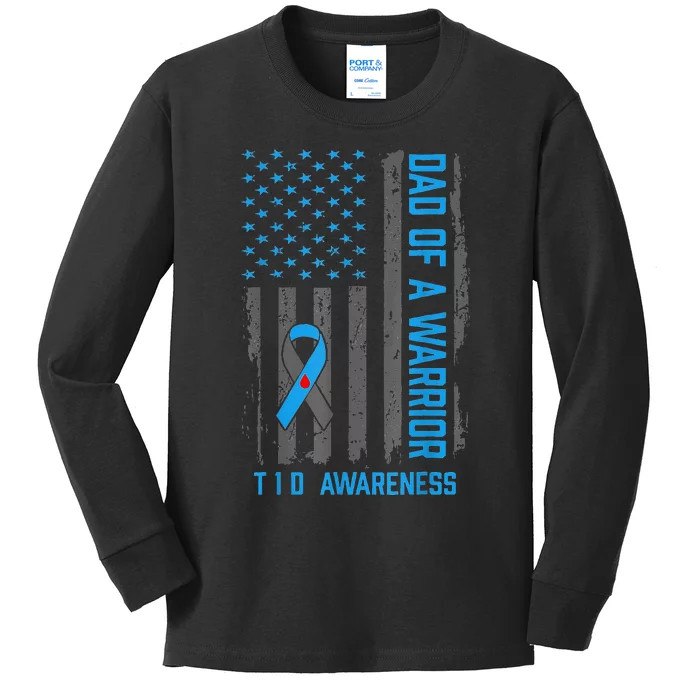 Type 1 Diabetes Awareness T1D Dad of Warrior Type 1 Diabetic Kids Long Sleeve Shirt