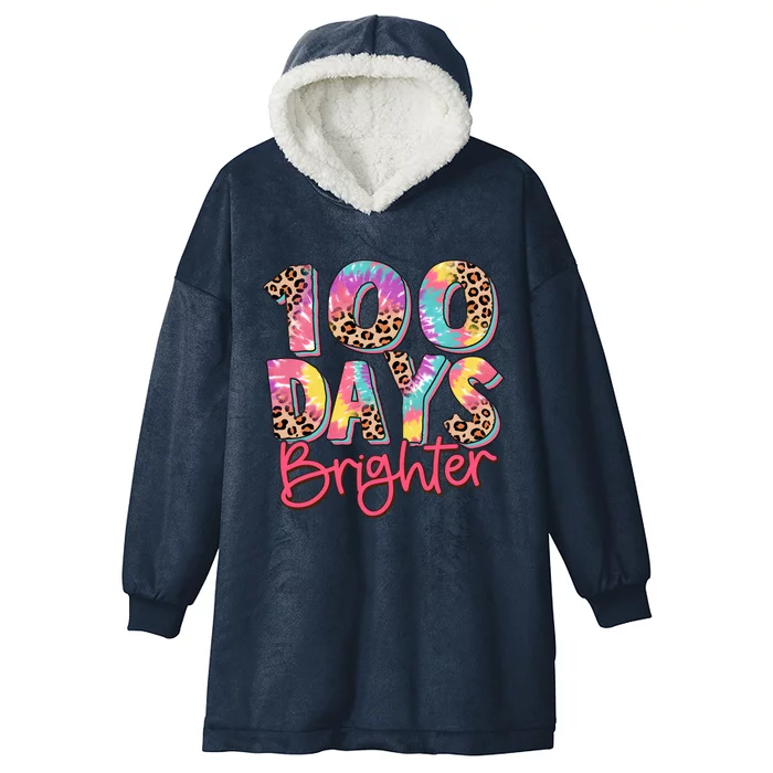 Teacher 100 Days Brighter Hooded Wearable Blanket