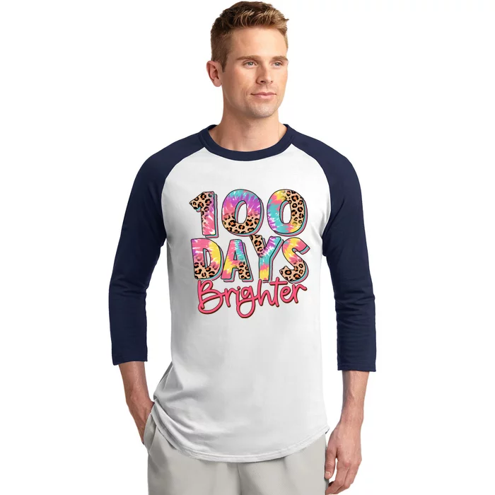 Teacher 100 Days Brighter Baseball Sleeve Shirt