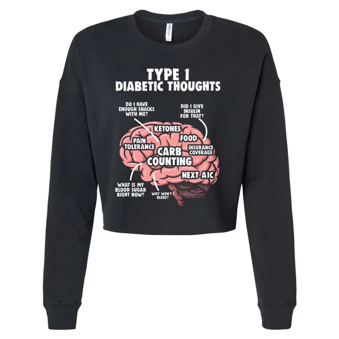 Type 1 Diabetic Diabetes Warrior Diabetes Awareness Cropped Pullover Crew