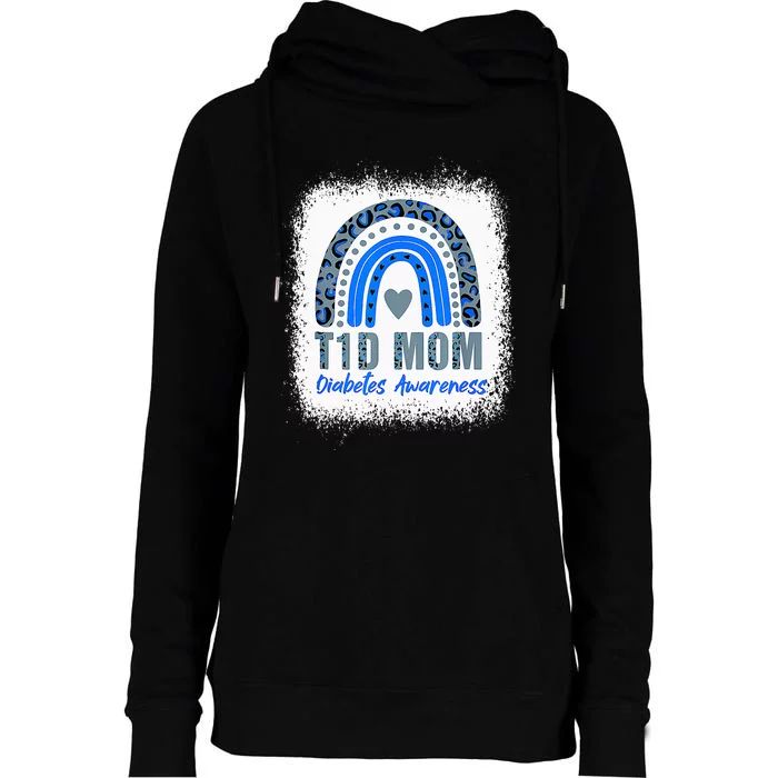 Type 1 Diabetes T1D Mom Diabetes Awareness Leopard Rainbow Womens Funnel Neck Pullover Hood