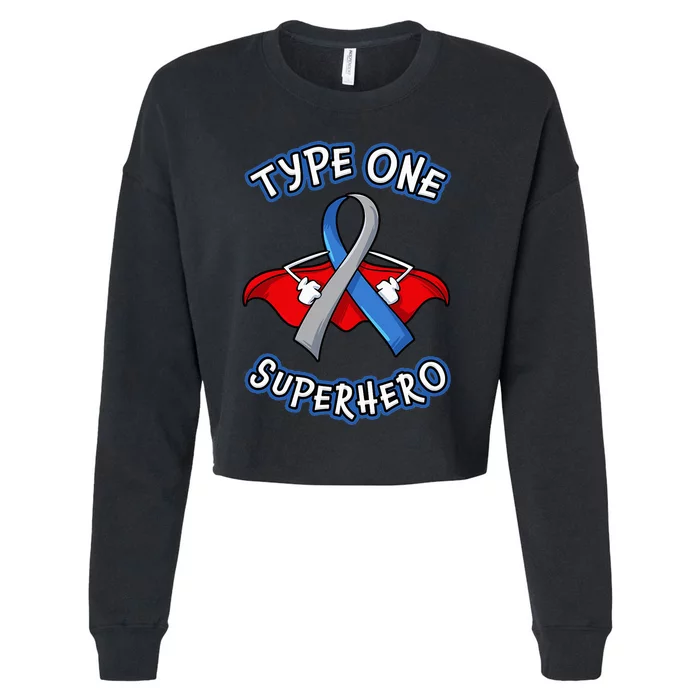 Type 1 Diabetes Superhero Awareness Gift Diabetic Cropped Pullover Crew