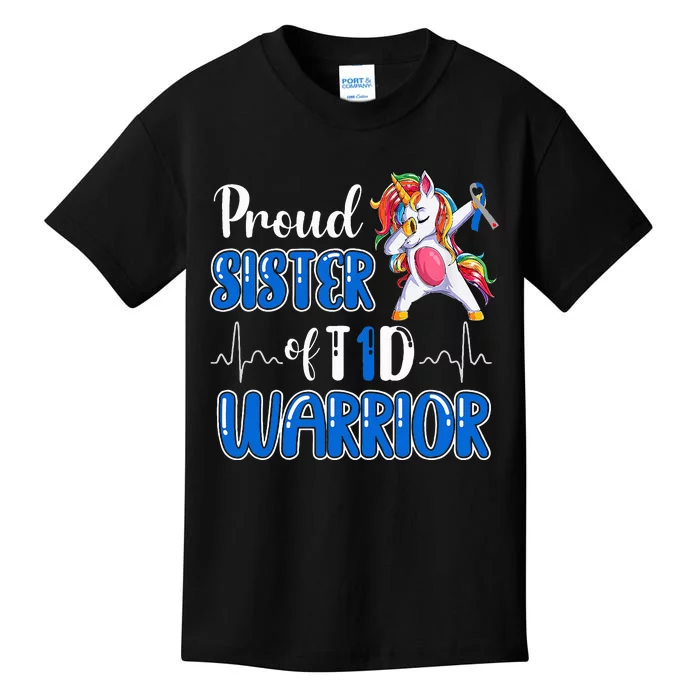 Type 1 Diabetes  Proud Sister Of A T1D Warrior Kids T-Shirt