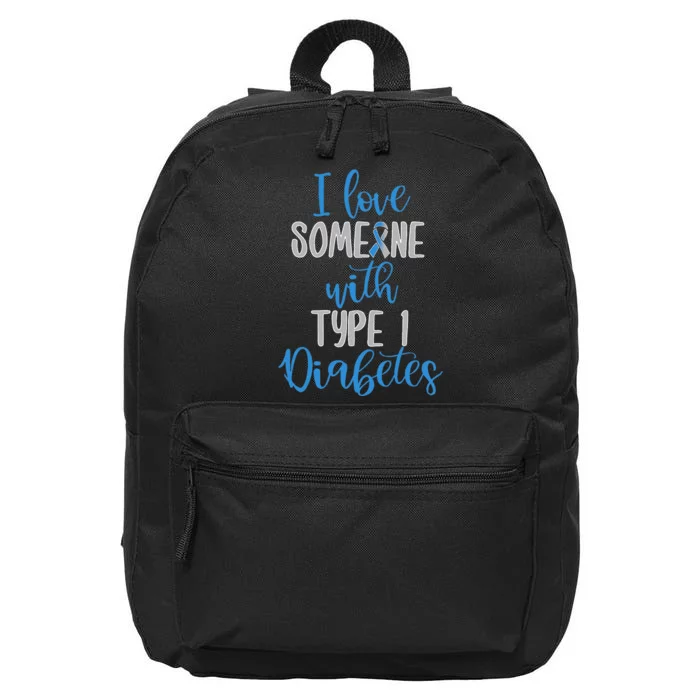 Type 1 Diabetes Love Juvenile Diabetes Blue Awareness Ribbon 16 in Basic Backpack