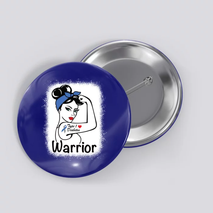 Type 1 Diabetes Awareness Bleached Diabetic Warrior Ribbon Gift Button