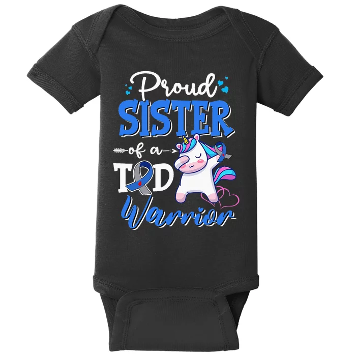 type 1 diabetes awareness proud sister of a t1d warrior Baby Bodysuit