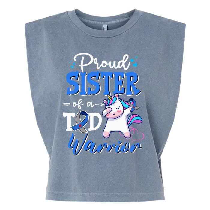 type 1 diabetes awareness proud sister of a t1d warrior Garment-Dyed Women's Muscle Tee