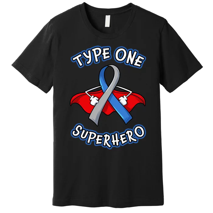 Type 1 Diabetes Superhero Awareness Gift Diabetic Girls Premium T-Shirt