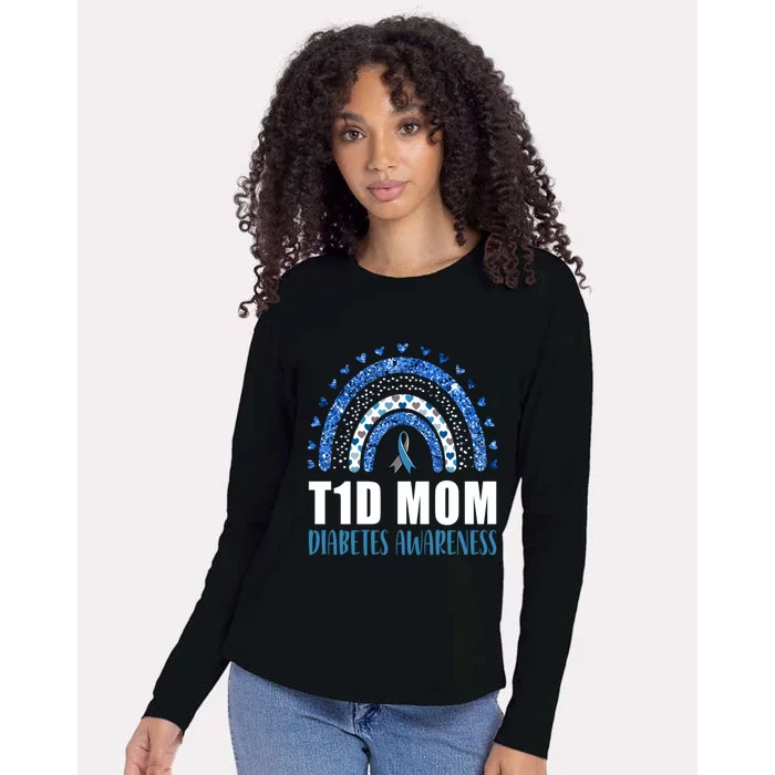 Type 1 Diabetes T1d Mom Diabetes Awareness Rainbow Gift Womens Cotton Relaxed Long Sleeve T-Shirt