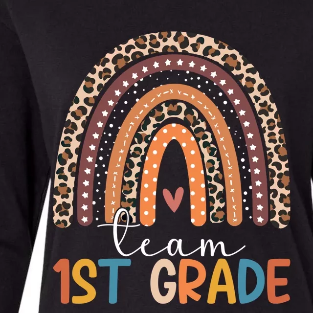 Team 1St Grade Teacher Rainbow Leopard First Grade Gift Womens Cotton Relaxed Long Sleeve T-Shirt