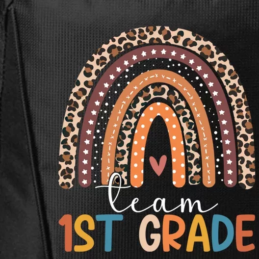 Team 1St Grade Teacher Rainbow Leopard First Grade Gift City Backpack