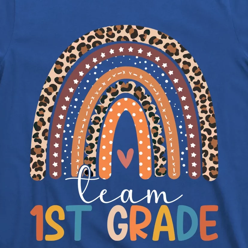 Team 1St Grade Teacher Rainbow Leopard First Grade Gift T-Shirt