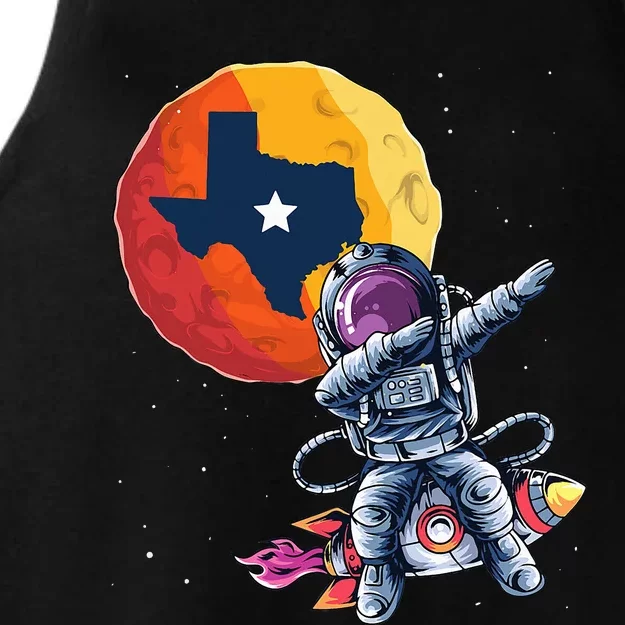 Texas 1965 Houston City Space Dabbing Astronaut Ladies Tri-Blend Wicking Tank