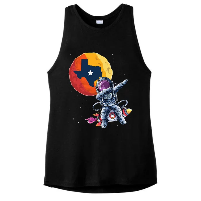 Texas 1965 Houston City Space Dabbing Astronaut Ladies Tri-Blend Wicking Tank