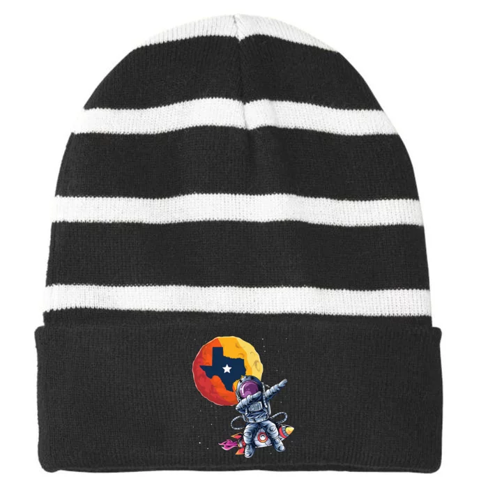 Texas 1965 Houston City Space Dabbing Astronaut Striped Beanie with Solid Band