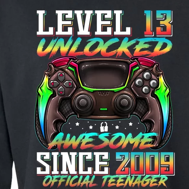 Teenager 13 Level 13 Unlocked Awesome Since 2009 Cropped Pullover Crew