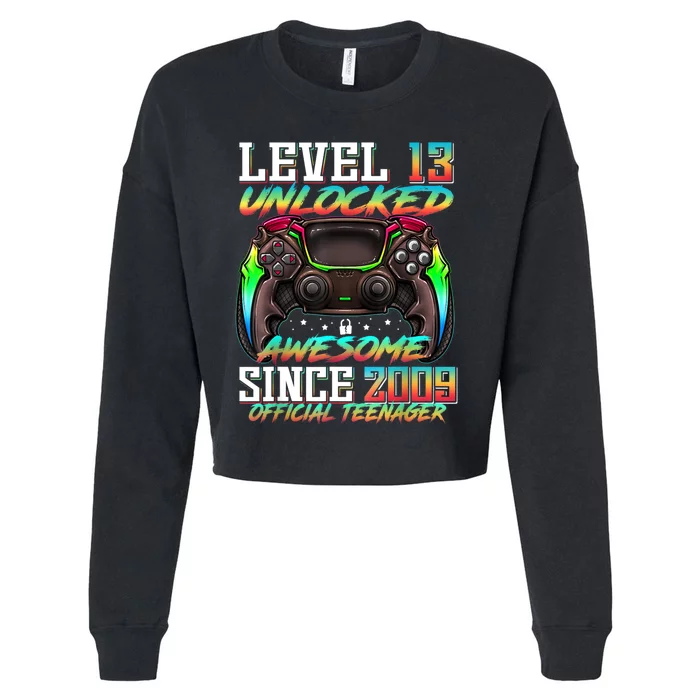 Teenager 13 Level 13 Unlocked Awesome Since 2009 Cropped Pullover Crew