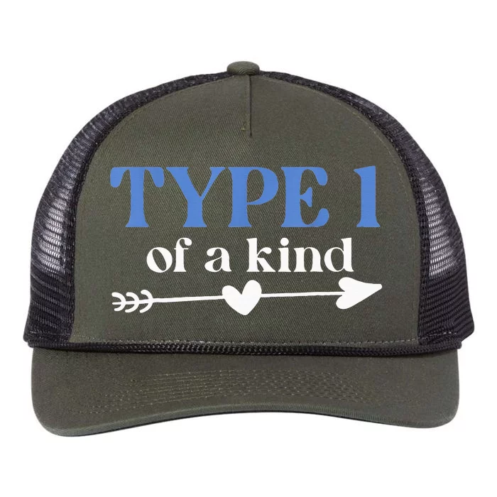 Type 1 Of A Kind T1D Warrior Diabetes Awareness Blue Ribbon Retro Rope Trucker Hat Cap