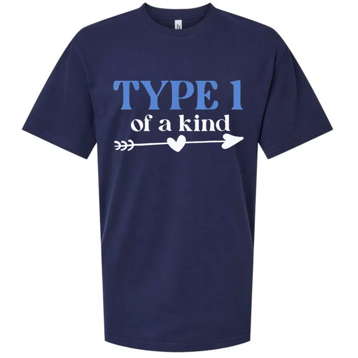 Type 1 Of A Kind T1D Warrior Diabetes Awareness Blue Ribbon Sueded Cloud Jersey T-Shirt