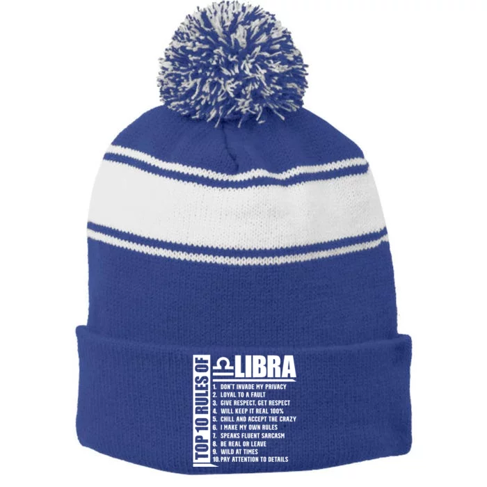 Top 10 Rules Of Libra Zodiac Sign Funny Gift Stripe Pom Pom Beanie