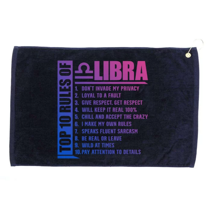 Top 10 Rules Of Libra Zodiac Sign Funny Meaningful Gift Grommeted Golf Towel