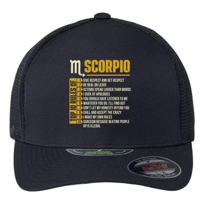 Top 10 Rules Of Scorpio Zodiac Sign Horoscope Astrology Gift Flexfit Unipanel Trucker Cap