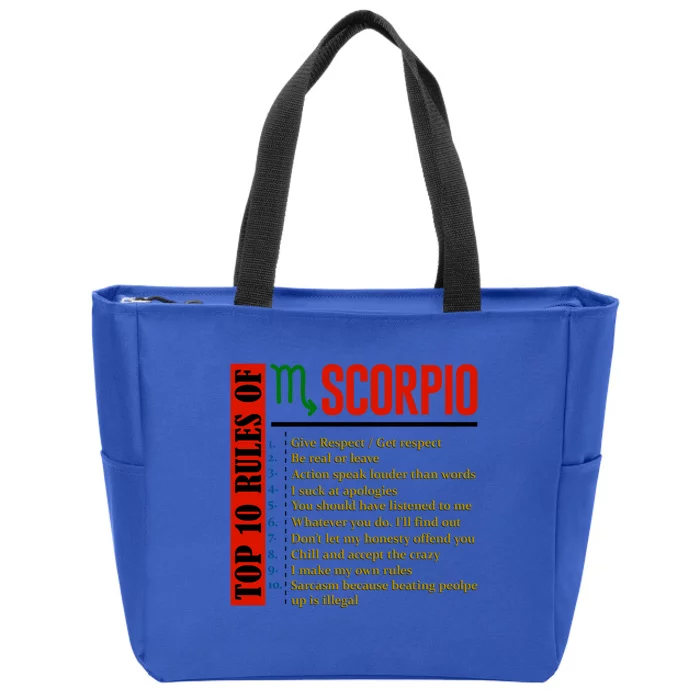 Top 10 Rules Of Scorpio Birthday Funny Gift Zip Tote Bag