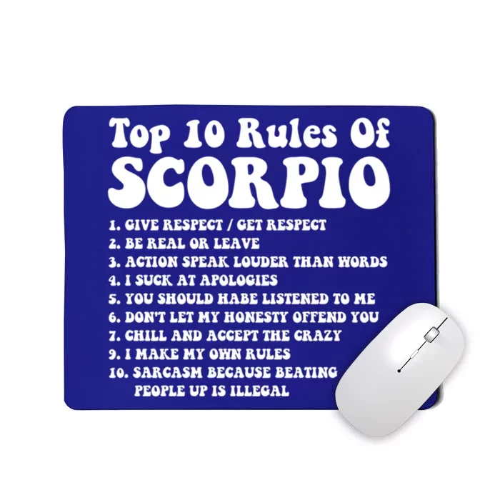 Top 10 Rules Of Scorpio Funny Scorpio Tee Horoscope Great Gift Mousepad