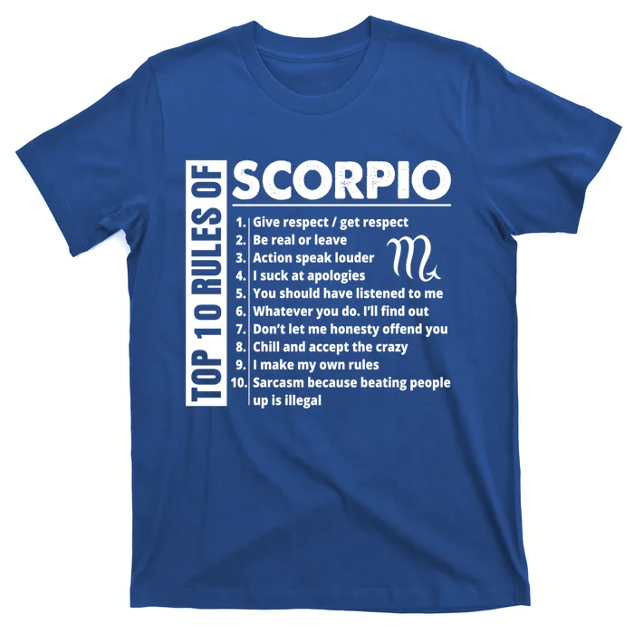 Top 10 Rules Of Scorpio October November Birthday Gift T-Shirt