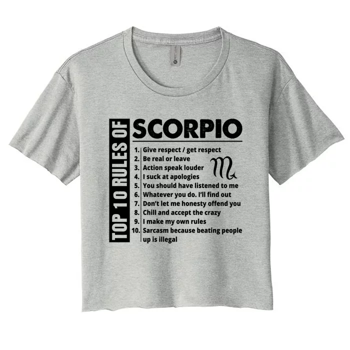 Top 10 Rules Of Scorpio October November Birthday Gift Women's Crop Top Tee