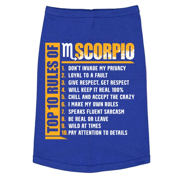 Top 10 Rules Of Scorpio Zodiac Sign Funny Cool Gift Doggie Tank