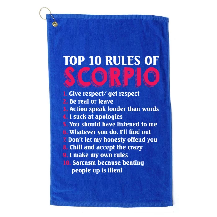 Top 10 Rules Of Scorpio Zodiac Sign Cute Gift Platinum Collection Golf Towel