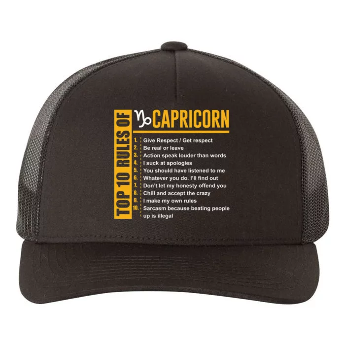 Top 10 Rules of Capricorn Birthday Gift Funny Yupoong Adult 5-Panel Trucker Hat