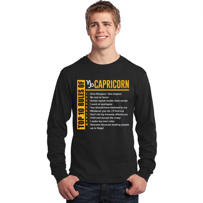 Top 10 Rules of Capricorn Birthday Gift Funny Tall Long Sleeve T-Shirt