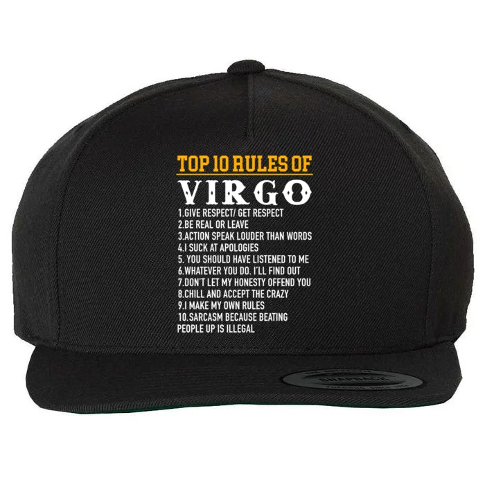 Top 10 Rules Of Virgo August 23 September 22 Birthday Gift Wool Snapback Cap