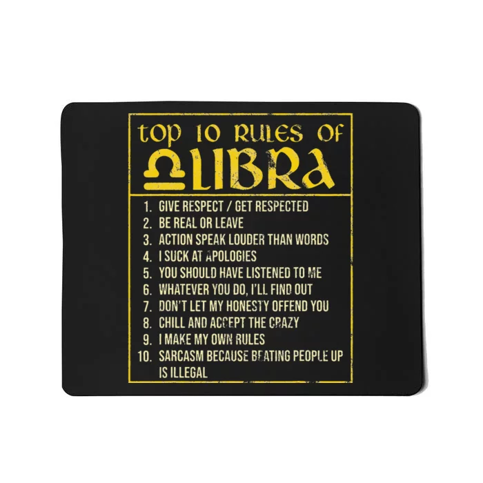 Top 10 Rules Libra Zodiac Sign September October Birthday Mousepad