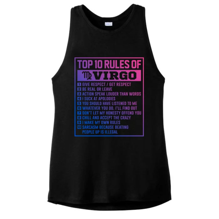 Top 10 Rules Of Virgo Birthday Horoscope Gift Ladies Tri-Blend Wicking Tank